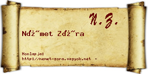 Német Zóra névjegykártya